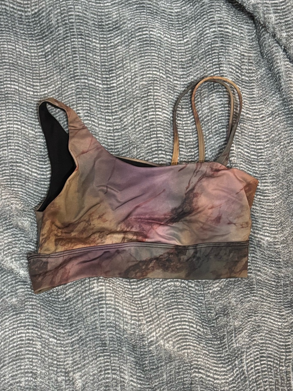 Onzie Multicolor Marble-Print Strappy Crop Sports Bra